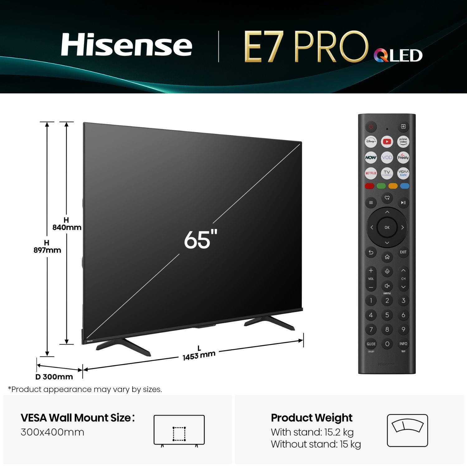 Hisense E78QTUK PRO 65 inch Smart 4K Ultra HD QLED TV - Laptops Direct